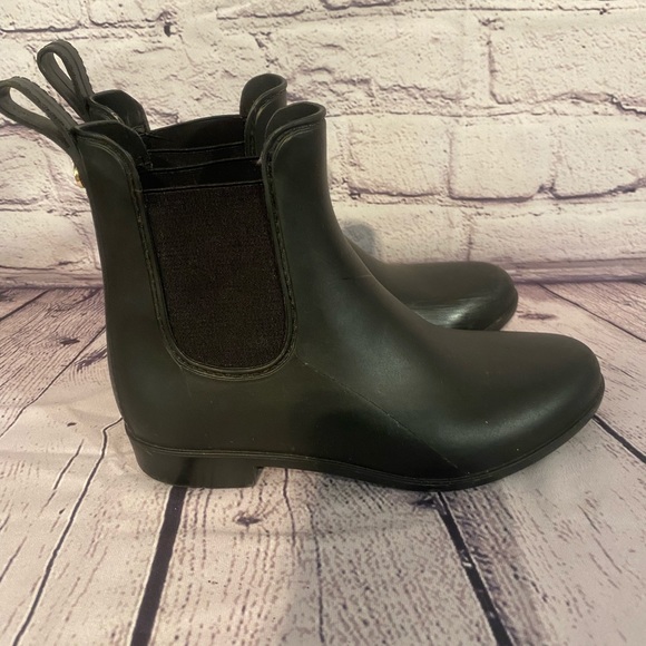 Sam Edelman Rain Boots Womens 6 Tinsley Chelsea Black Rubber‎ Ankle Top Comfort - Picture 1 of 7
